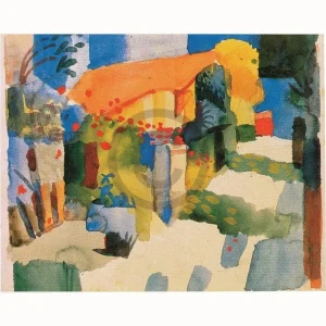 Kunstdruck August Macke - Haus im Garten 71x56cm
