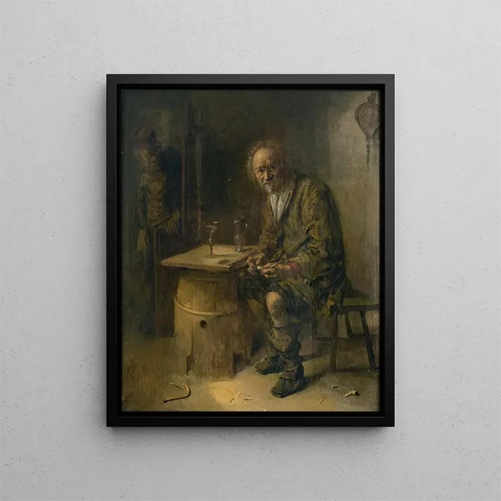 Kunstdruck Ein Mann sitzt einem Interieur mit einer Pfeife - Abraham Diepraam | Reproduktion