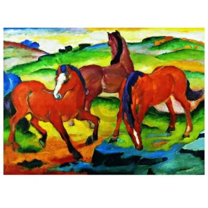 Kunstdruck Franz Marc - Die großen roten Pferde 71x56cm