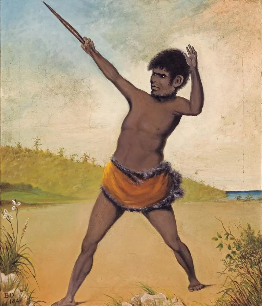 Kunstdruck Jack, ein Aborigine aus Tasmanien, der eine Keule hält - Benjamin Duterrau | Kunstdruck