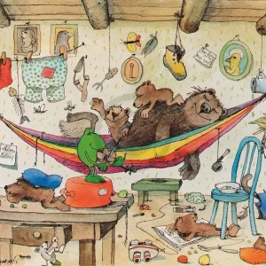 Kunstdruck Janosch - Bären Familie 58x48cm