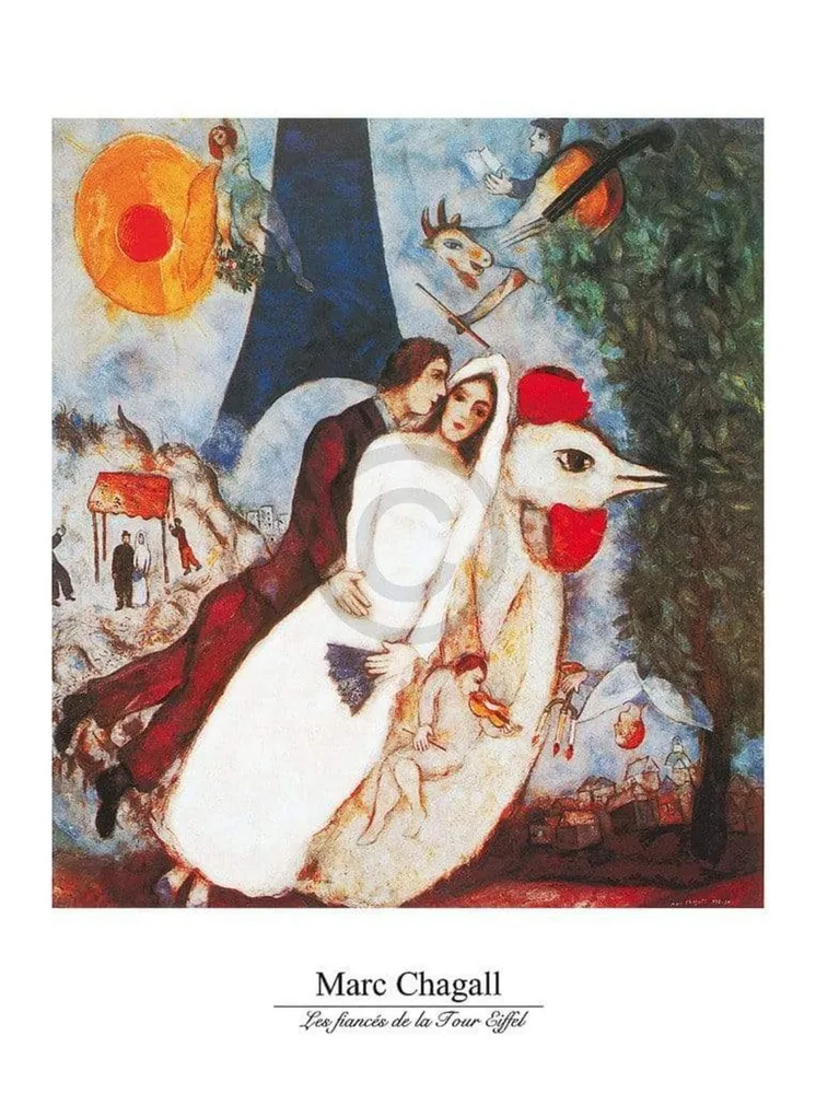 Kunstdruck Marc Chagall - Les fiances 60x80cm