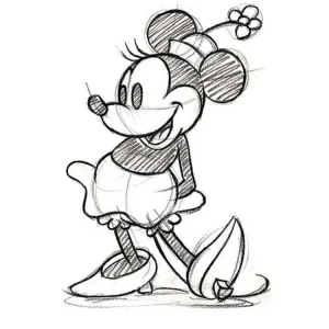 Kunstdruck Minnie Mouse - Sketched Single 60x80cm