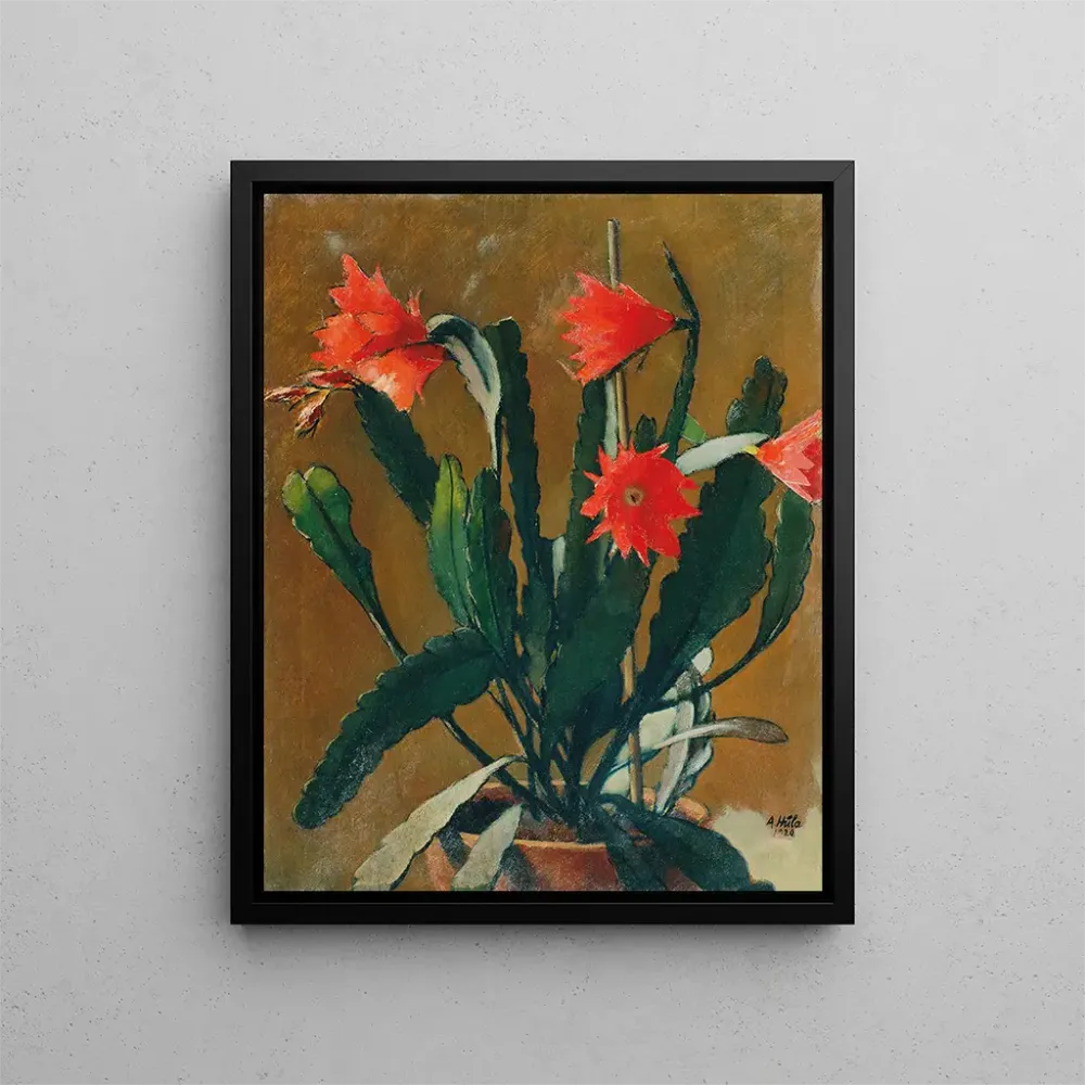 Kunstdruck Natur stillleben mit blühendem Kaktus - Anton Hula | Kunstdruck