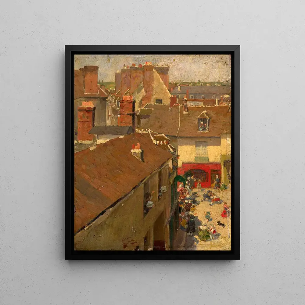 Kunstdruck Rixe auf einem Dorplatz aus der Vogelperspektive - André Devambez | Kunstdruck