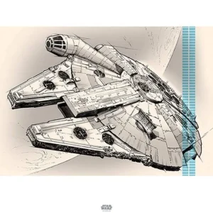 Kunstdruck Star Wars - Episode VII Millennium Falcon Pencil Art 80x60cm