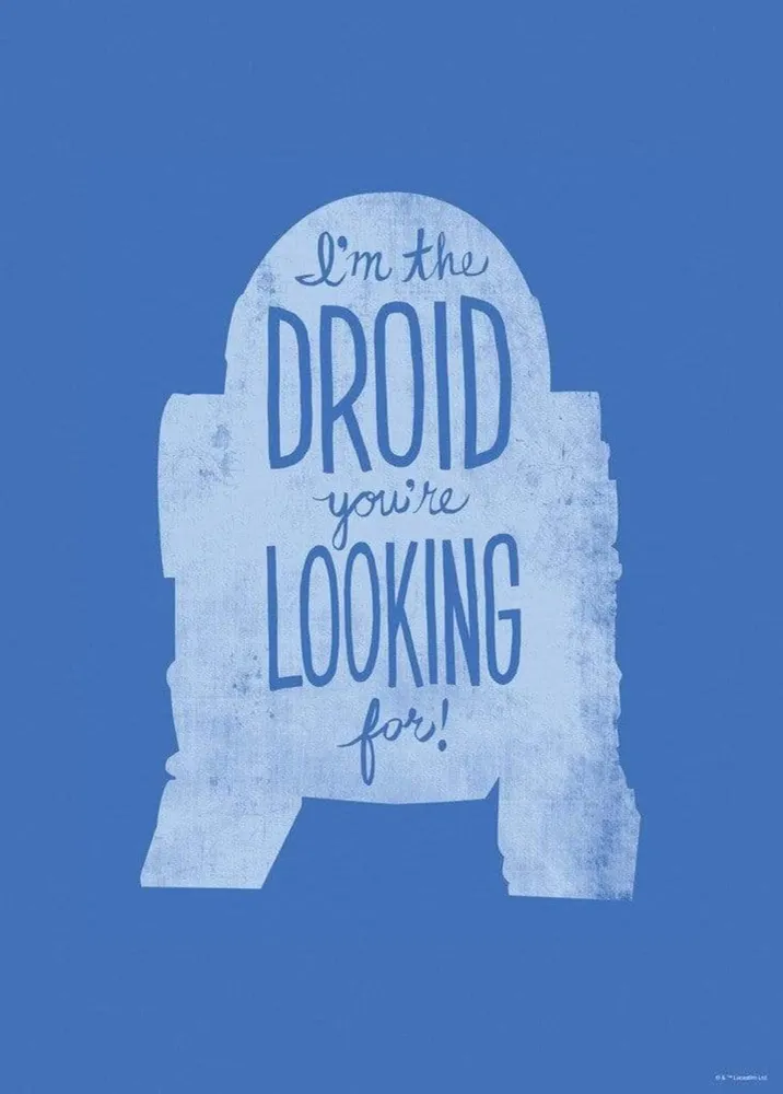 Kunstdruck Star Wars - Silhouette Quotes R2D2 50x70cm