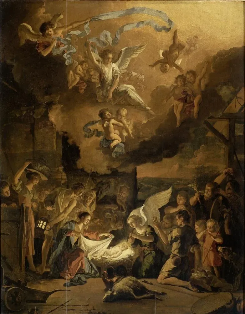 L'Adoration des berger | Kunstdruck von Abraham Hondius