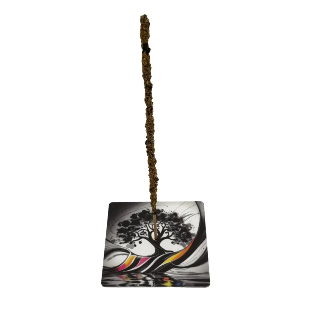 Lebensbaum – Motiv 10 | Abstrakter Räucherstäbchenhalter aus Acryl - 10 × 10 cm