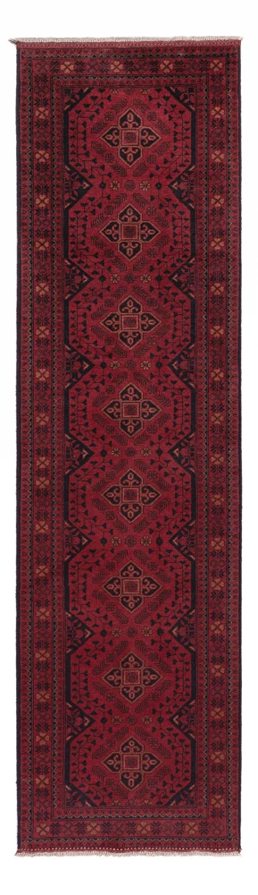 Läufer Afghan - Kunduz - 296 x 79 cm - dunkelrot