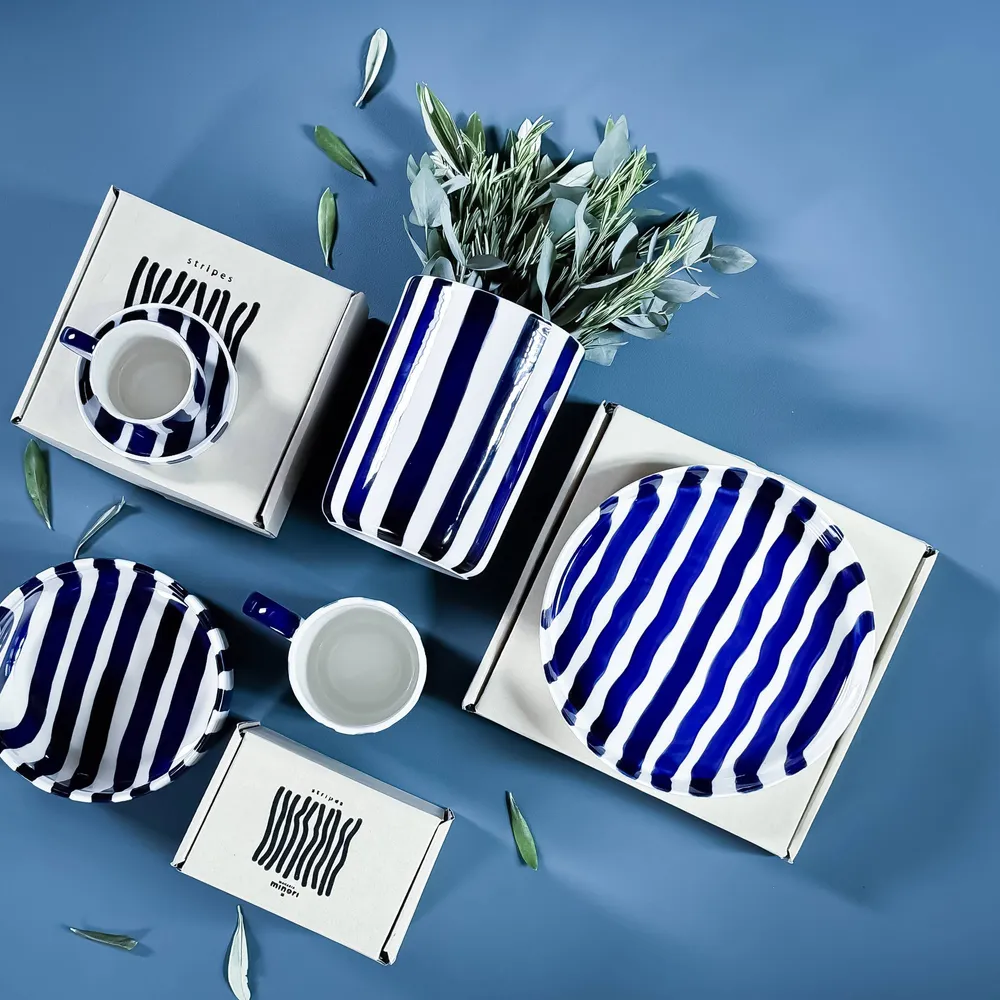 Mare Blue Stripes X Vase