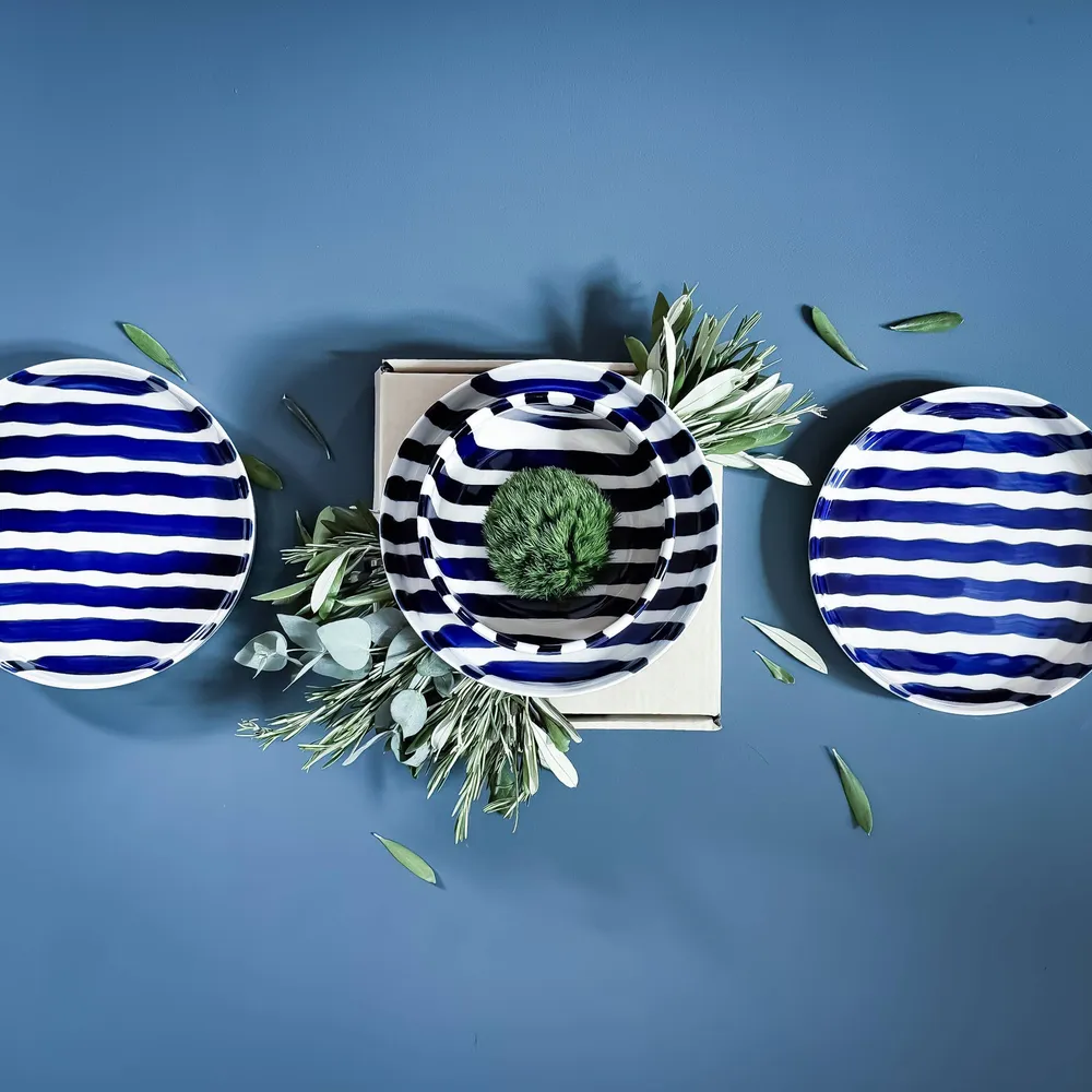 Mare Blue Stripes X Vase