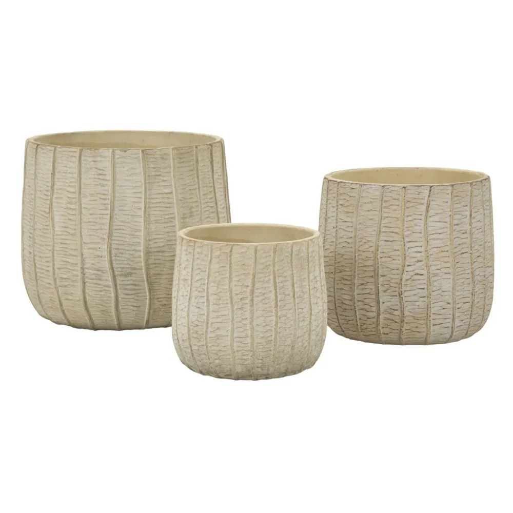 3er-Set strukturierte Übertöpfe – aufeinander abgestimmte natürliche Wohnaccessoires Mauro Ferretti