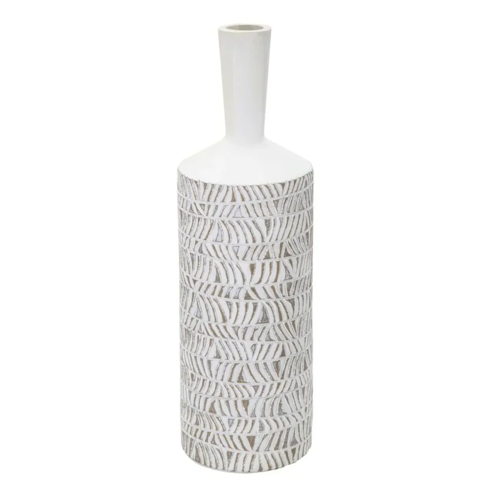 Abstrakt geschnitzte Vase mit geometrischen Details – Künstlerische Wohndekoration Mauro Ferretti