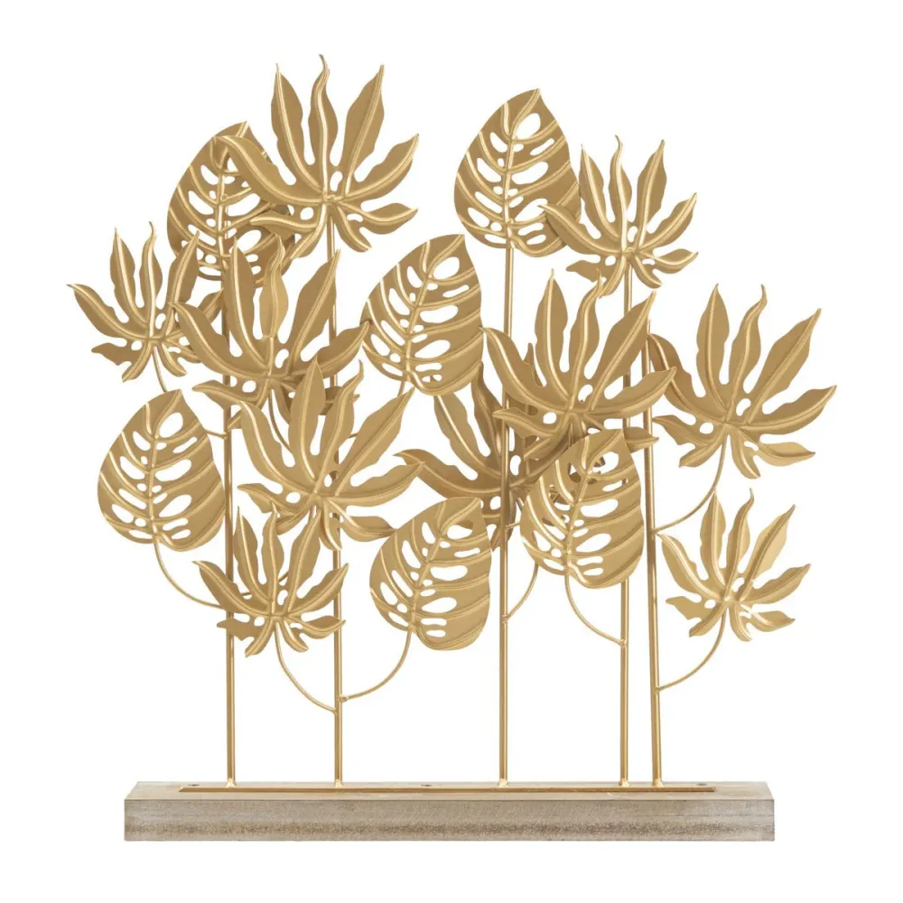 Elegante Skulptur aus goldenem Blatt – Exotisches Wohnaccessoire Mauro Ferretti