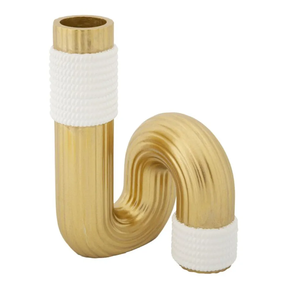 Geschwungene Vase Weiß und Gold – Elegantes minimalistisches Design Mauro Ferretti