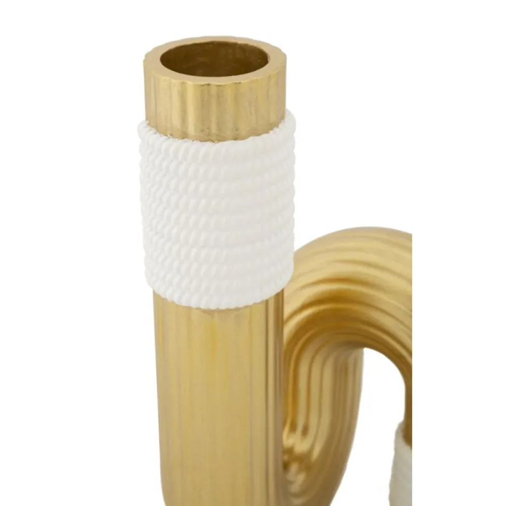 Geschwungene Vase Weiß und Gold – Elegantes minimalistisches Design Mauro Ferretti