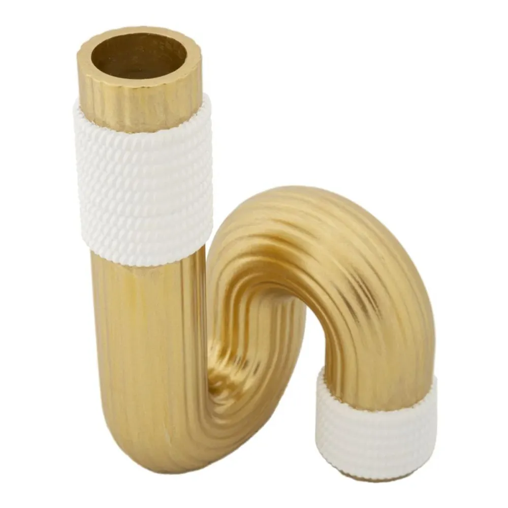 Geschwungene Vase Weiß und Gold – Elegantes minimalistisches Design Mauro Ferretti