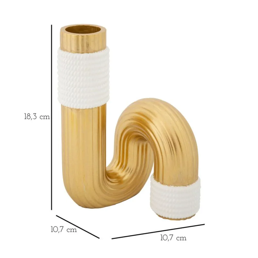 Geschwungene Vase Weiß und Gold – Elegantes minimalistisches Design Mauro Ferretti