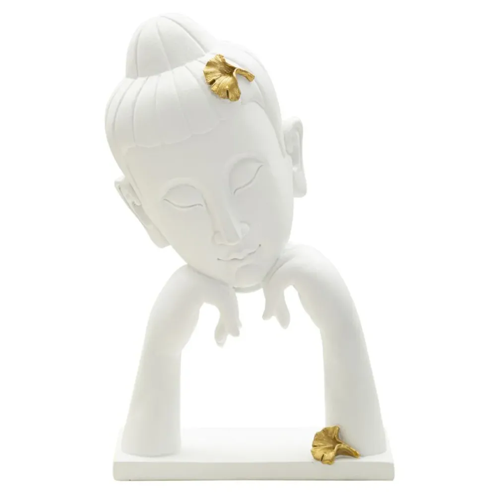 Goldene Buddha-Kopf-Skulptur mit Blumenmuster – Spirituelles Wohnaccessoire Mauro Ferretti