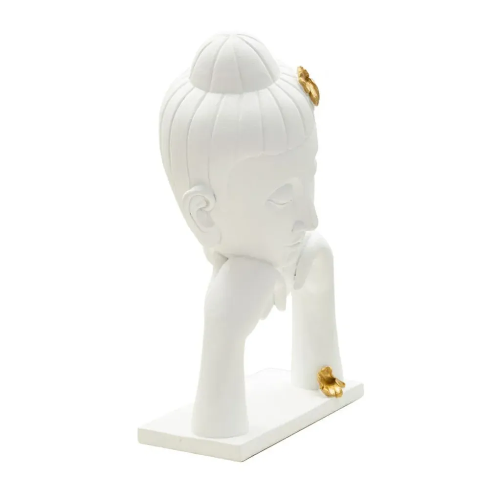 Goldene Buddha-Kopf-Skulptur mit Blumenmuster – Spirituelles Wohnaccessoire Mauro Ferretti