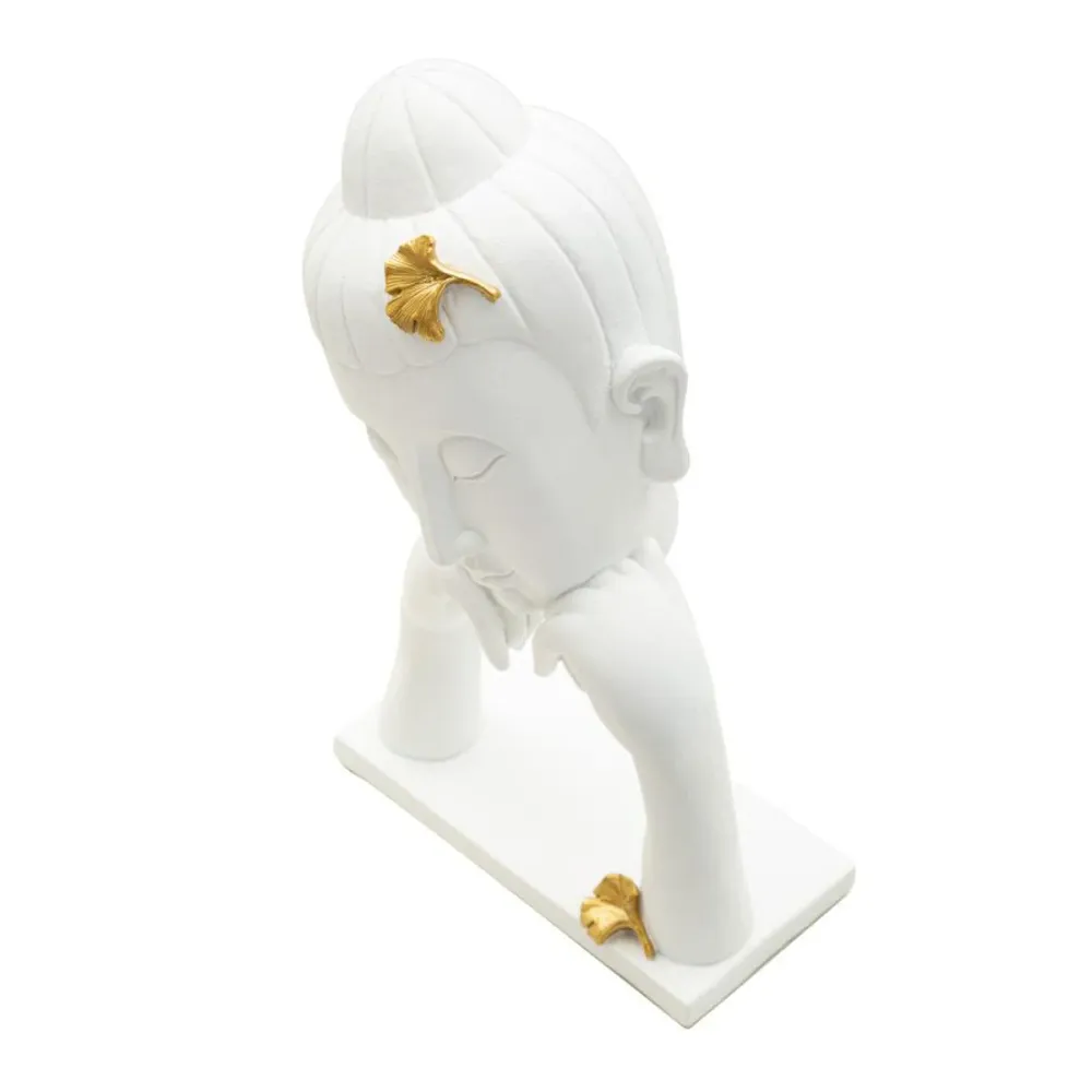 Goldene Buddha-Kopf-Skulptur mit Blumenmuster – Spirituelles Wohnaccessoire Mauro Ferretti