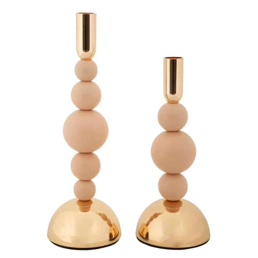 Mauro Ferretti candle holder bolly pink set 2 pcs metal