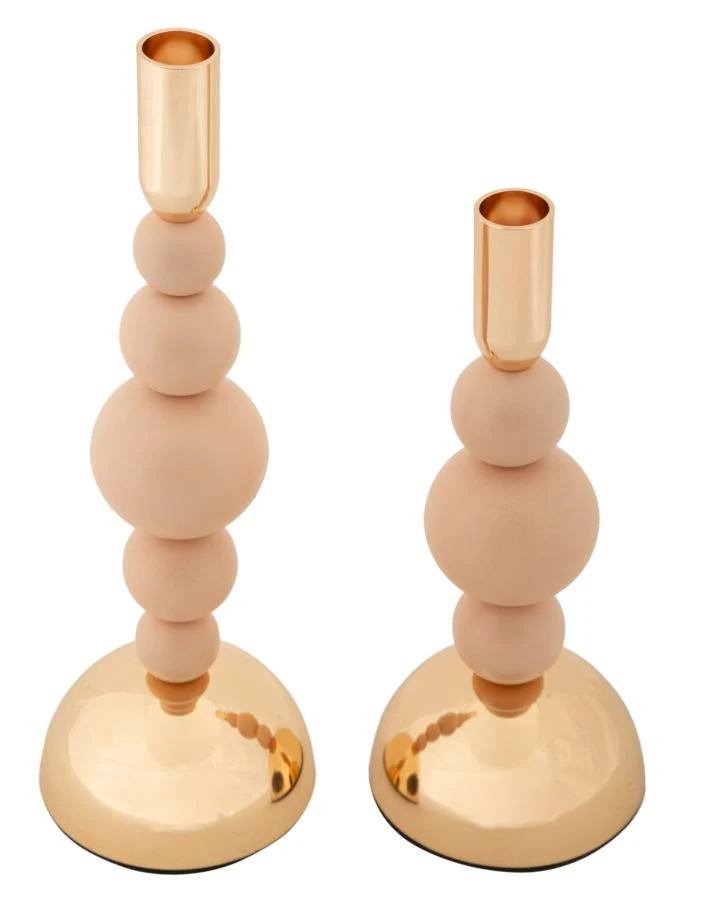 Mauro Ferretti candle holder bolly pink set 2 pcs metal