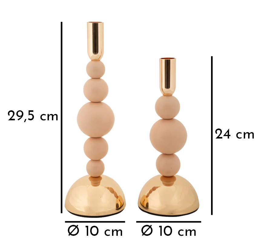 Mauro Ferretti candle holder bolly pink set 2 pcs metal