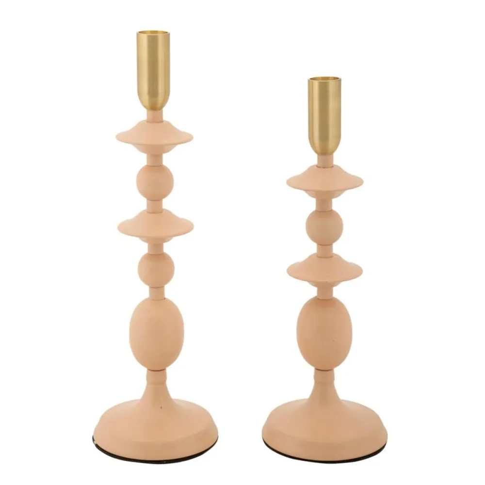 Mauro Ferretti candle holder gemini pink set 2 pc metal