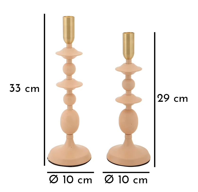 Mauro Ferretti candle holder gemini pink set 2 pc metal