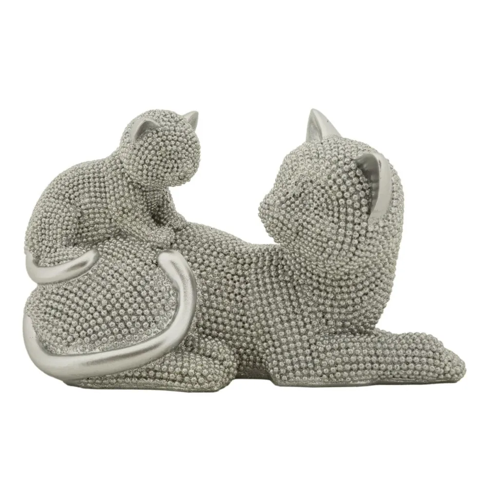 Skulptur einer Katzenmutter mit Kätzchen – Herzerwärmende Familiendekoration Mauro Ferretti