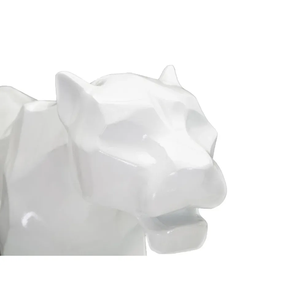 Weiße geometrische Pantherstatue – Kubistische Kunstdekoration Mauro Ferretti