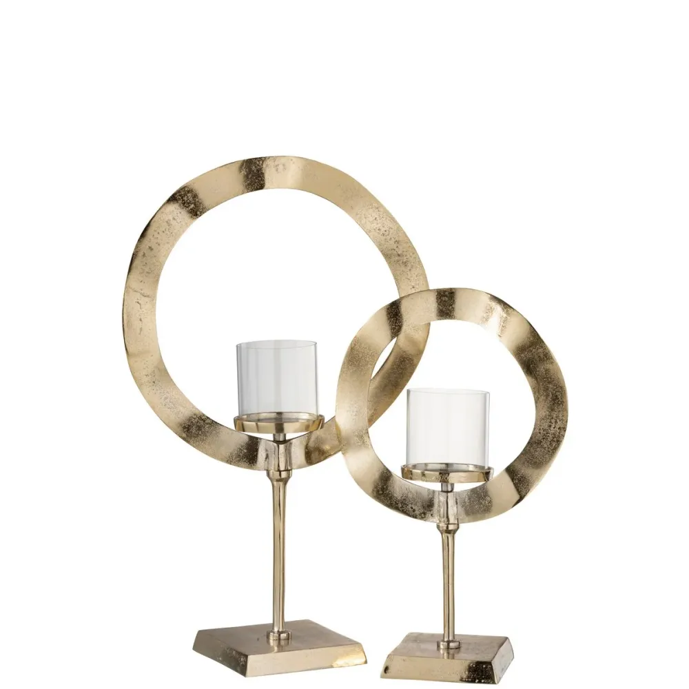 Moderner Kerzenhalter Eterna aus Edelstahl Gold