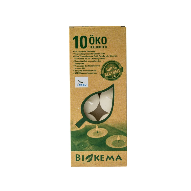 nachhaltige Teelichter mit Metallverpackung - 10 Stück