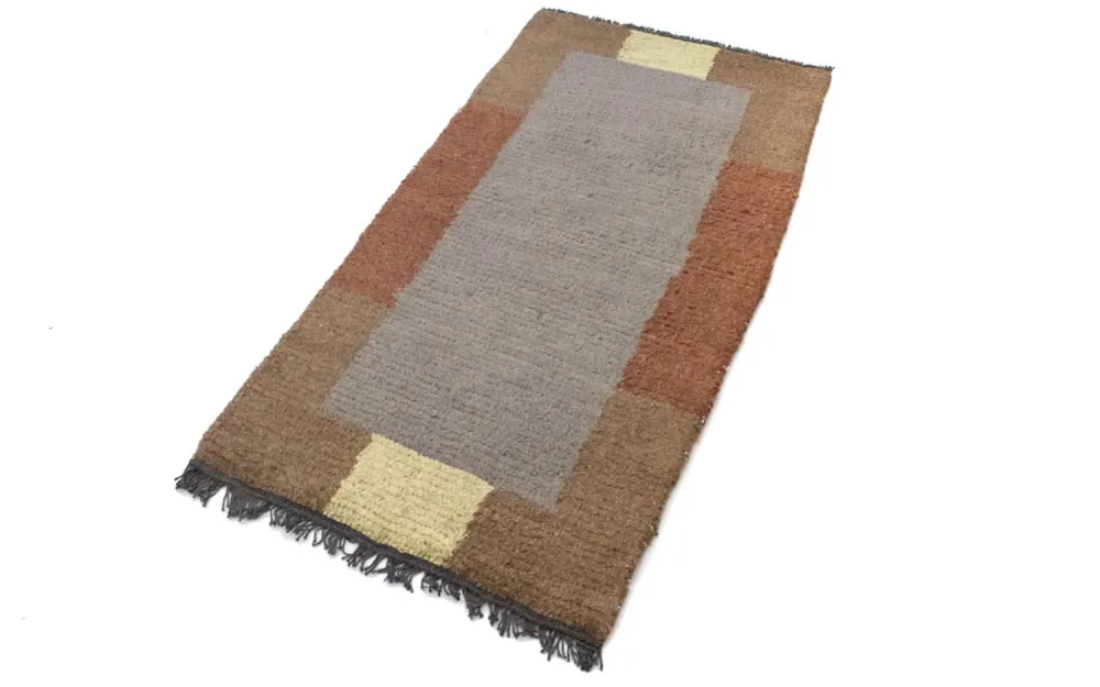 Nepal Teppich 140 x 70 cm - grau