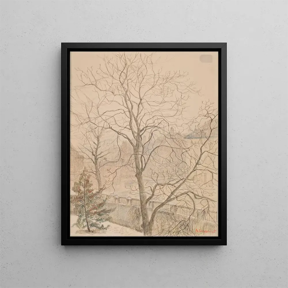 Nussbaum-Gemälde im Nebel - Anna De Weert | Kunstdruck