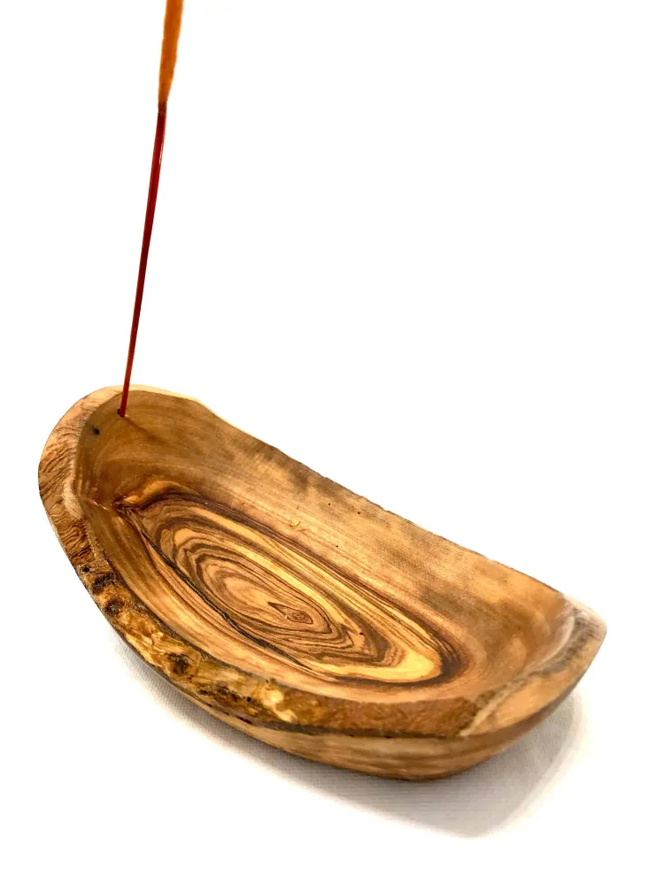 Olivenholz - Räucherstäbchenhalter - oval rustikal - 16 cm