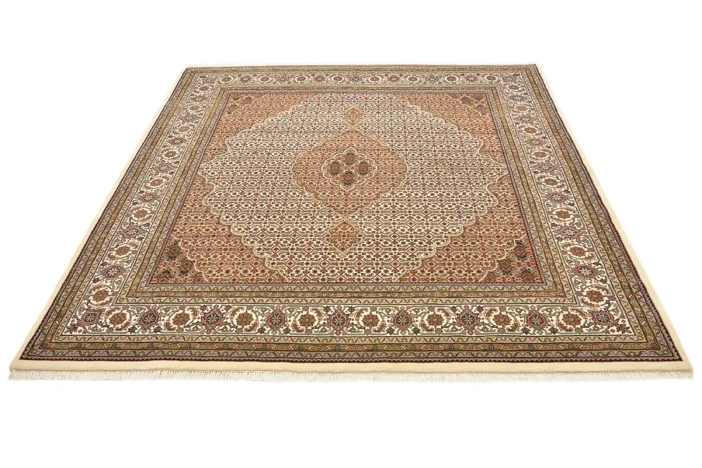 Orientteppich - Täbriz quadratisch - 203 x 201 cm - dunkelbeige