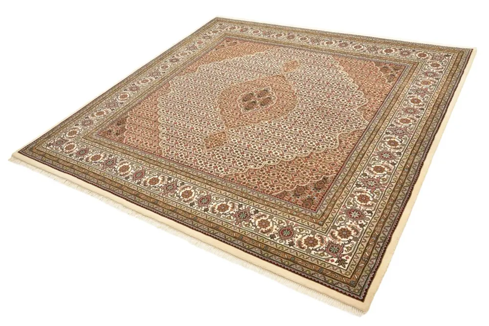 Orientteppich - Täbriz quadratisch - 203 x 201 cm - dunkelbeige