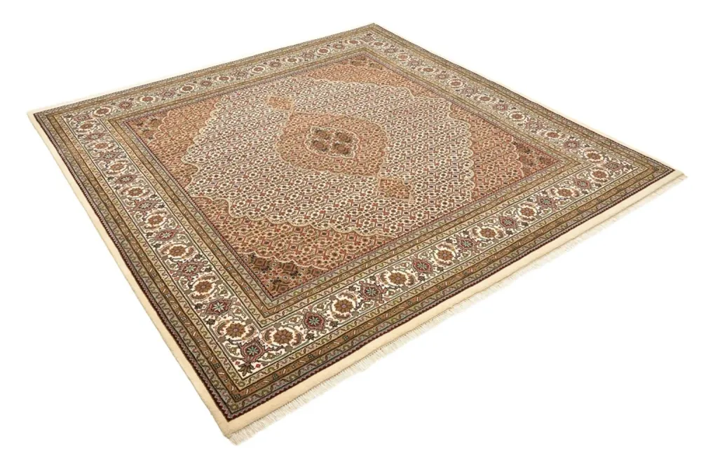 Orientteppich - Täbriz quadratisch - 203 x 201 cm - dunkelbeige