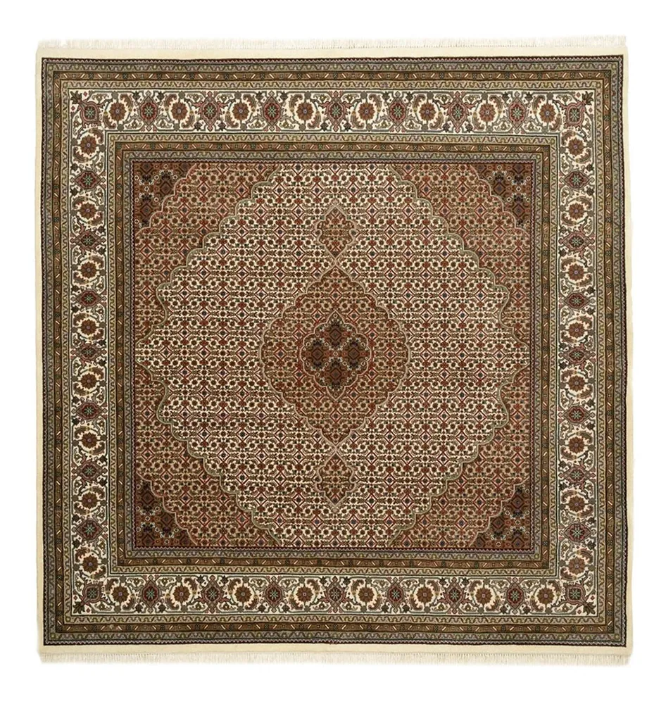 Orientteppich - Täbriz quadratisch - 203 x 201 cm - dunkelbeige