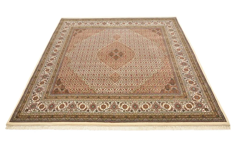 Orientteppich - Täbriz quadratisch - 203 x 201 cm - dunkelbeige