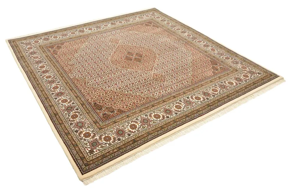 Orientteppich - Täbriz quadratisch - 203 x 201 cm - dunkelbeige