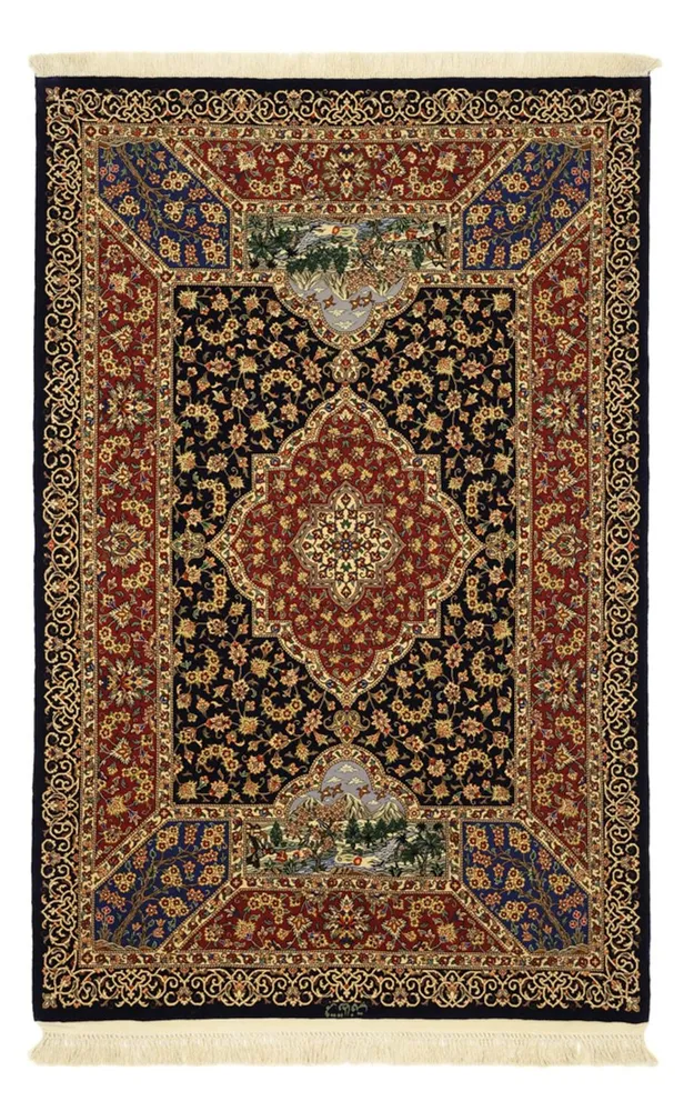 Perserteppich - Ghom - 154 x 100 cm - dunkelbeige