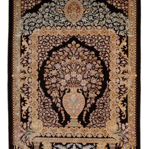 Perserteppich - Ghom 90 x 61 cm - dunkelblau