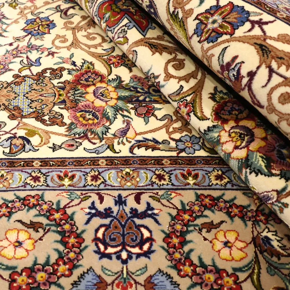 Perserteppich - Isfahan - Premium - Seidenkette - 171 x 111 cm - beige