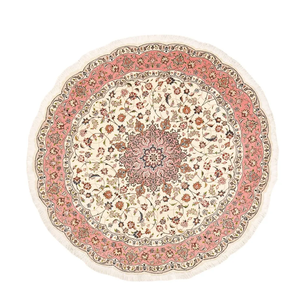 Perserteppich - Täbriz - Royal rund - 200 x 200 cm - creme