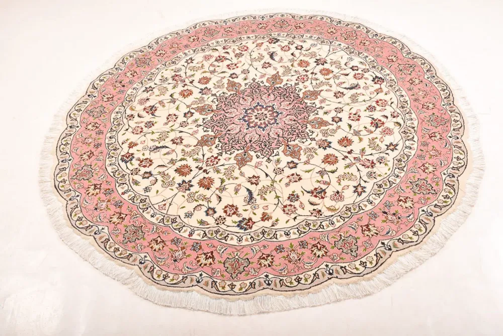 Perserteppich - Täbriz - Royal rund - 200 x 200 cm - creme