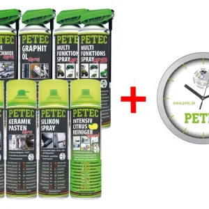 PETEC 99277 Service Paket Servicezeit Technische Sprays Reinigung Werkstattaktion Wanduhr